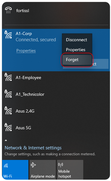 Забрави Forget wifi network