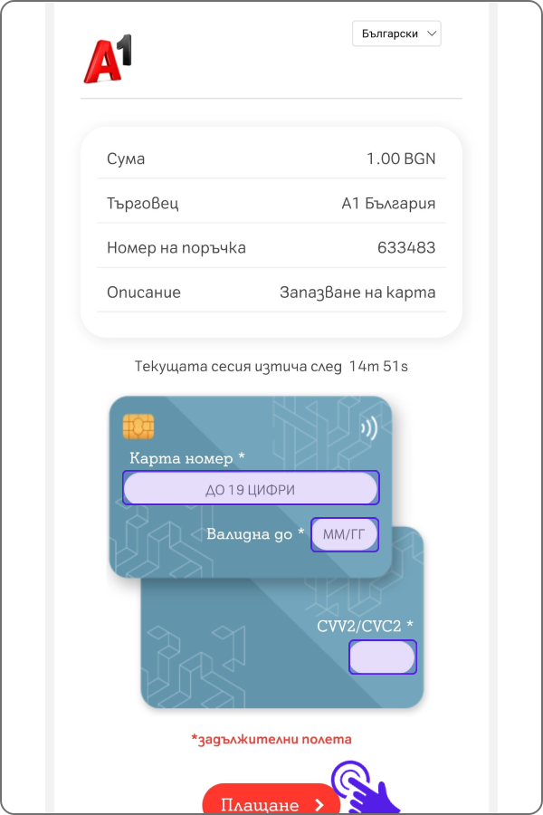 екран от Борика за въвеждане на данните на твоята карта 