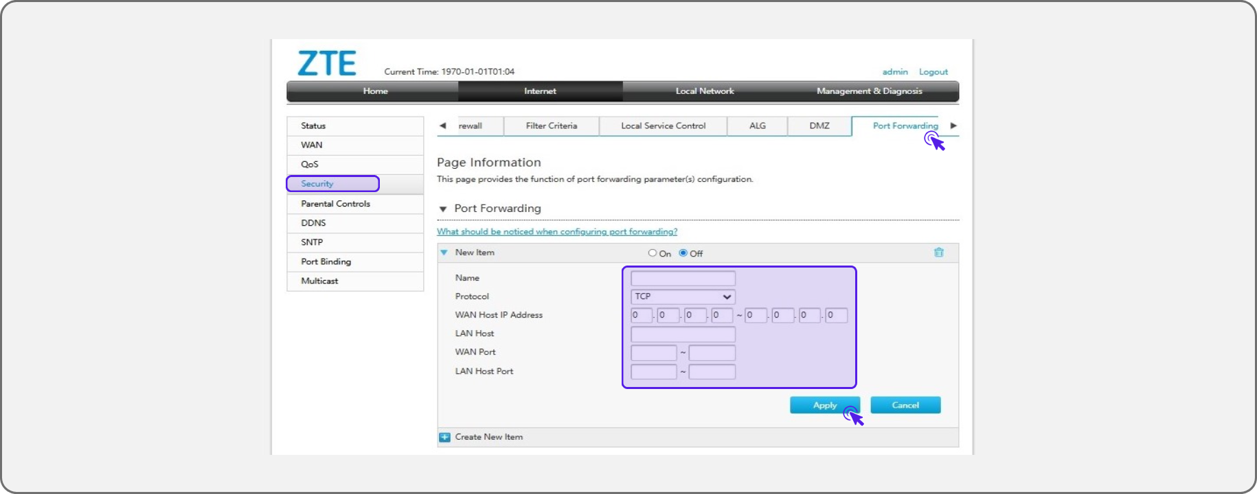 	portforwarding-router-zte